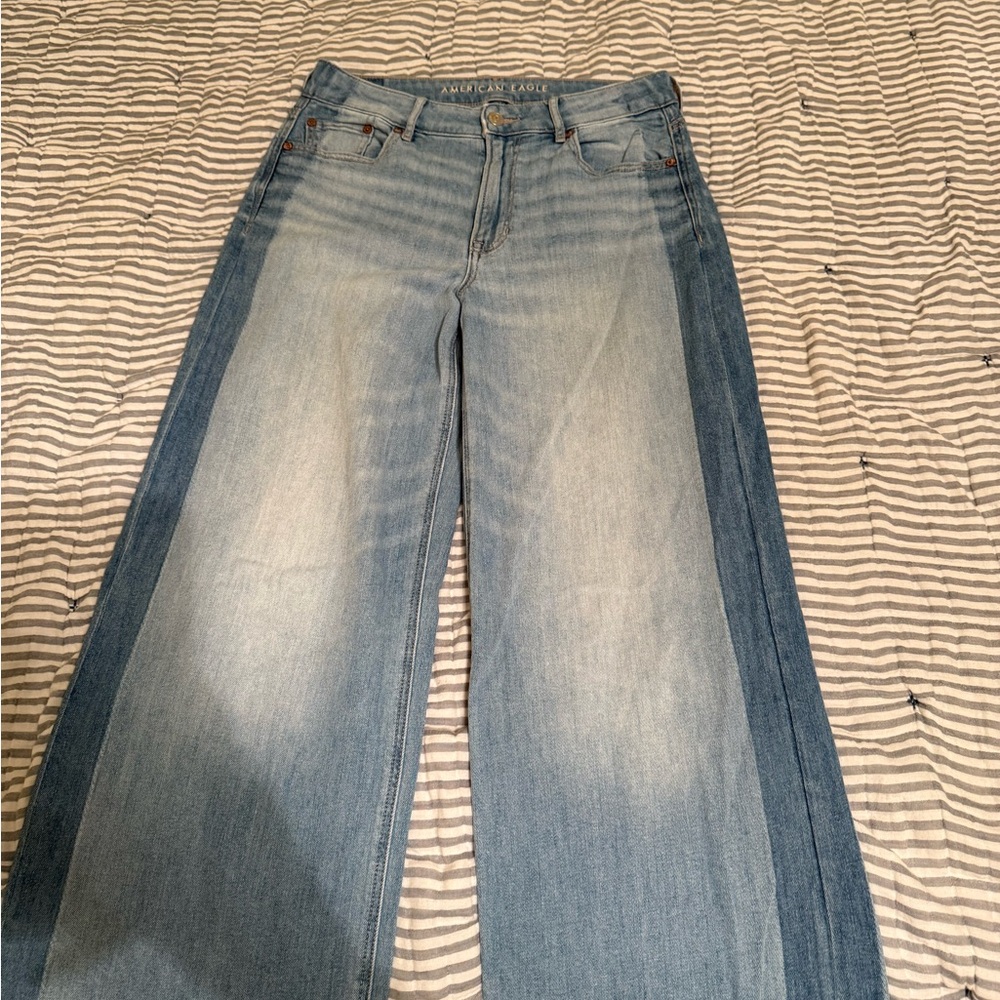 American Eagle Outfitters Two-Tone Flare Jeans